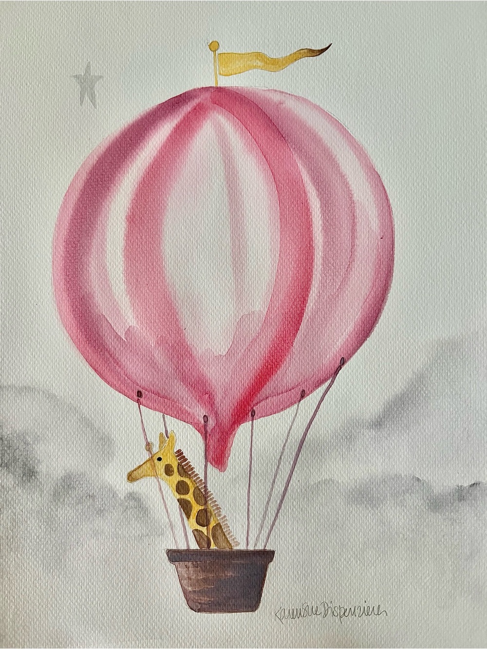 Pottery Barn Kids Inspired Original Painting Hot Air Balloon Nursery Art